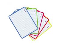 Ardoise blanche office plast 18,5x27,5 cm quadrillee 1     face seyes 1 face unie cadre  5 coloris assortis
