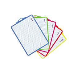 Ardoise blanche office plast 18,5x27,5 cm quadrillee 1     face seyes 1 face unie cadre  5 coloris assortis