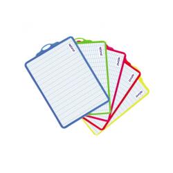 Ardoise blanche office plast 18,5x27,5 cm quadrillee 1     face seyes 1 face unie cadre  5 coloris assortis
