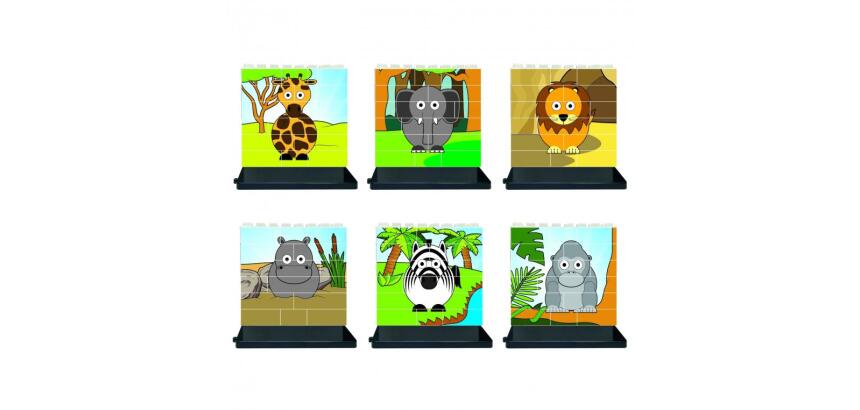 Puzzle up les animaux de la savane culture club           construire a la verticale 6   puzzles de 14 pieces 6 bases