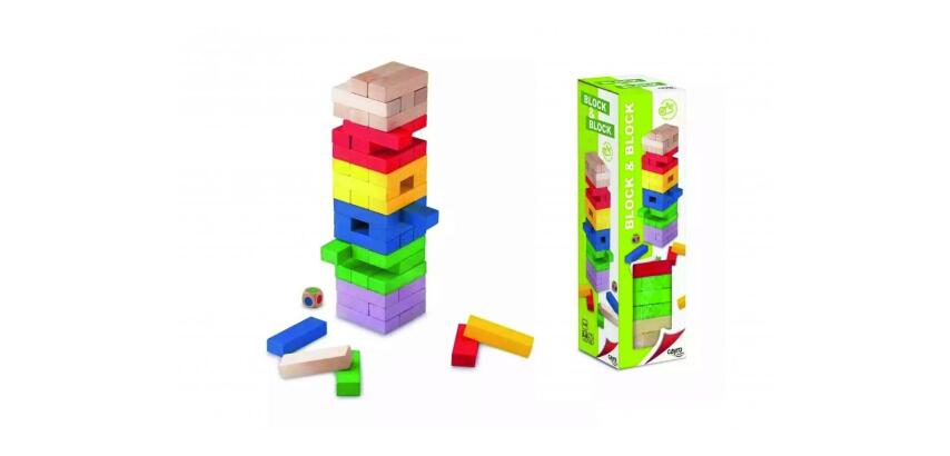 Jeu d adresse cayro tour infernale en bois 54 pieces   en 6 coloris et 1 de