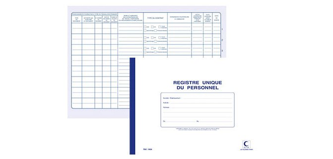 Registre unique du personnel elve a4 210x297mm papier lisse épais 52 pages imprimées recto verso