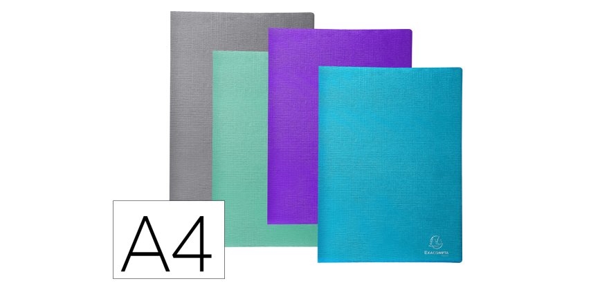 Protège-documents couverture carte semi rigide Teksto 40 vues - A4 - Couleurs assorties