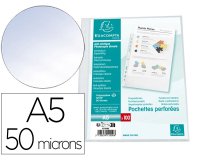 Sachet de 100 pochetttes perforées Polypropylène grainé 5/100e - A5 - Cristal