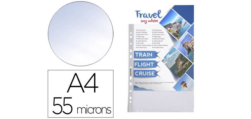 Bloc exacompta pochettes perforees detachables lisse   11 trous 55 microns 210x297   mm 50 unites