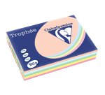 Ramette clairefontaine assortiments 160g 5x 50       fuilles a4 coloris pastel     rose bleu vert canari saumon