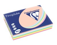 Ramette clairefontaine assortiments 160g 5x 50       fuilles a4 coloris pastel     rose bleu vert canari saumon