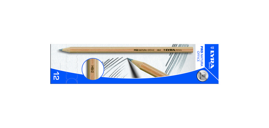 Crayons graphite pro natura hb lyra forme hexagonal bois  naturel etui de 12 unites