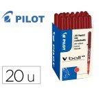Pack roller pilot v-ball pointe conique 1.5 mm 16 + 4  offerts coloris rouge