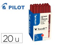 Pack roller pilot v-ball pointe conique 1.5 mm 16 + 4  offerts coloris rouge