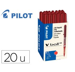 Pack roller pilot v-ball pointe conique 1.5 mm 16 + 4  offerts coloris rouge