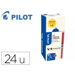 Pack roller pilot v5 pointe aiguille 0.5 mm avec          regulateur d encre 16 + 4     offerts coloris rouge