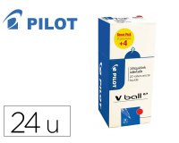Pack roller pilot v-ball pointe conique 0.7 mm avec    regulateur d encre 16 + 4     offerts coloris rouge
