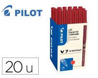 Pack roller pilot v7 pointe aiguille 0.7 mm avec          regulateur d encre 16 + 4     offerts coloris rouge