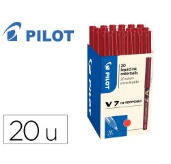 Pack roller pilot v7 pointe aiguille 0.7 mm avec          regulateur d encre 16 + 4     offerts coloris rouge