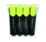 Surligneurs schneider job 150 pointe biseaut e 1 a 5 mm     coloris jaune etui de 4       unites