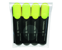 Surligneurs schneider job 150 pointe biseaut e 1 a 5 mm     coloris jaune etui de 4       unites
