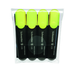 Surligneurs schneider job 150 pointe biseaut e 1 a 5 mm     coloris jaune etui de 4       unites