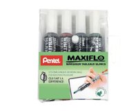Marqueur pentel maxiflo effacable tableau blanc       bouton poussoir pointe        biseaute coloris assortis