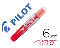 Marqueur pilot v-board master recycle effacable a sec et    rechargeable pointe biseautee large 6 mm coloris rouge