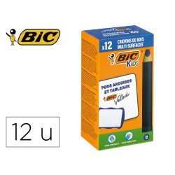 Crayon couleur bic kids multi-surfaces corps          triangulaire bois coloris     bleu boite 12 unites