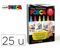 Coffret posca mes premiers marqueurs pointes pc1mc et pc3m coloris assortis 6 unites et 1 livret de 25 ateliers