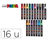 Marqueur posca pc7m pointe conique trait 4,5-5,5mm       coloris assortis boite 16     unites