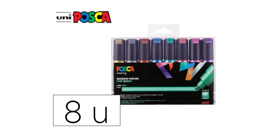Marqueur à pigment PC-8K, étui de 8, assorti