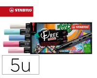 Marqueur stabilo candy free acrylic toutes surfaces t300  pointe moyenne set 1 coloris  assortis coffret 5 unites