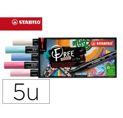 Marqueur stabilo candy free acrylic toutes surfaces t300  pointe moyenne set 1 coloris  assortis coffret 5 unites