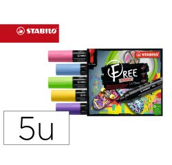 Marqueur stabilo seaside free acrylic toutes surfaces t800 pointe large biseautee set 4 coloris assortis coffret 5 uni