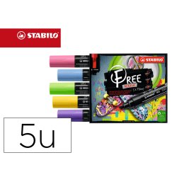 Marqueur stabilo seaside free acrylic toutes surfaces t800 pointe large biseautee set 4 coloris assortis coffret 5 uni