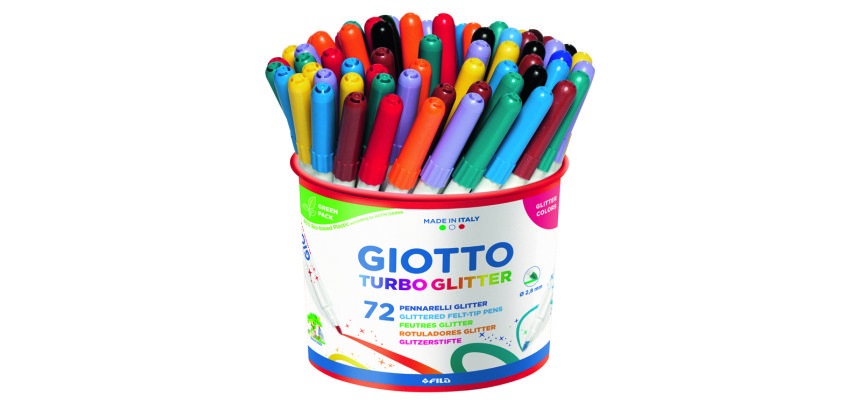 Pot feutres turbo glitter giotto encre pailletee pointe moyenne 72 unites coloris     assortis