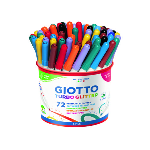 Pot feutres turbo glitter giotto encre pailletee pointe moyenne 72 unites coloris     assortis