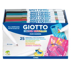 Classpack feutres decor metal giotto multi supports pointe  bloquee 24 unites coloris     assortis metallises