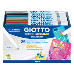 Classpack feutres decor metal giotto multi supports pointe  bloquee 24 unites coloris     assortis metallises
