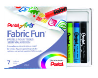Pastel tissus pentel arts fabric fun corps rond         enrobage papier diam. 8mm     coloris assortis etui 7