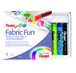 Pastel tissus pentel arts fabric fun corps rond         enrobage papier diam. 8mm     coloris assortis etui 7