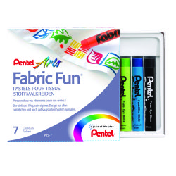 Pastel tissus pentel arts fabric fun corps rond         enrobage papier diam. 8mm     coloris assortis etui 7