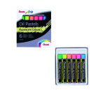 Pastel huile pentel arts corps rond enrobage papier    non salissant coloris fluos   assortis boite 6 unites