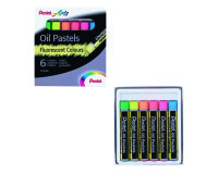 Pastel huile pentel arts corps rond enrobage papier    non salissant coloris fluos   assortis boite 6 unites