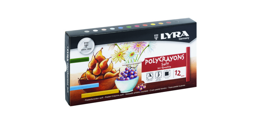 Pastels tendres lyra secs soft forme carree 10mm 6 cm   12 unites coloris assortis