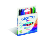 Etui crayons a la cire cera giotto forme ronde 8mm 9cm    lavable 12 unites coloris     assortis