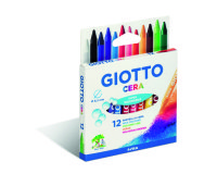 Etui crayons a la cire cera giotto forme ronde 8mm 9cm    lavable 12 unites coloris     assortis