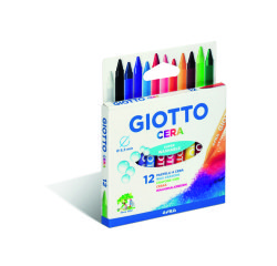 Etui crayons a la cire cera giotto forme ronde 8mm 9cm    lavable 12 unites coloris     assortis