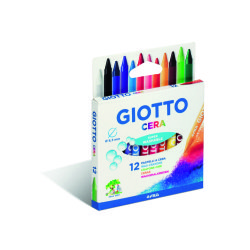 Etui crayons a la cire cera giotto forme ronde 8mm 9cm    lavable 12 unites coloris     assortis
