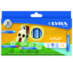 Etui craies a la cire d abeille lyrax lyra            ergonomique forme             triangulaire 9 cm 12 unites