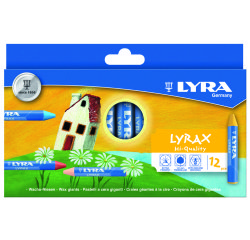 Etui craies a la cire d abeille lyrax lyra            ergonomique forme             triangulaire 9 cm 12 unites