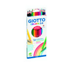 Etui crayons colors 3.0 giotto forme hexagonale bois  18cm mine de 3mm 12 unites    coloris assortis