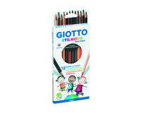 Etui crayons de couleur stilnovo giotto forme         hexagonale bois de cedre 18cm mine 3mm 12 unites coloris